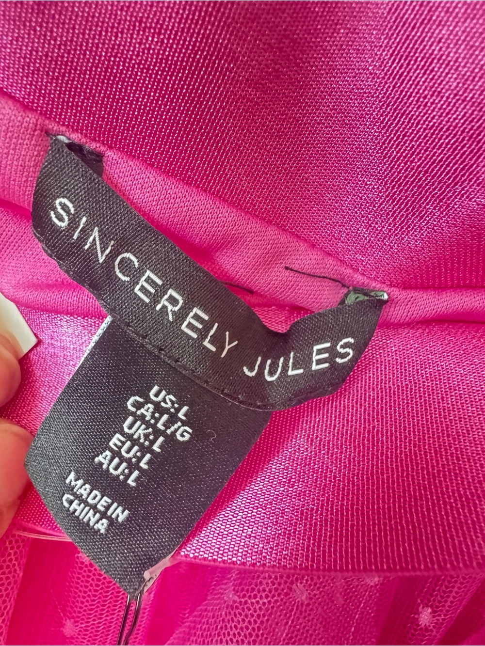 Sincerely Jules NWT Hot Pink Swiss Dot Tulle Ruffle Midi Skirt Size Large - Picture 4 of 10